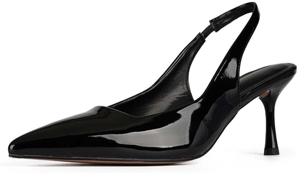 DREAMCIA Women's Pumps,Slingback Heels,Pointed Toe Sling Back Kitten Heels Women,Metallic Slingba... | Amazon (US)