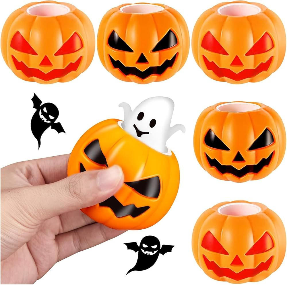 6Pcs Halloween Pumpkin Stress Ball, Cute Ghost Pop Up Toys for Relieve Stress, Pumpkins Squeeze F... | Amazon (US)