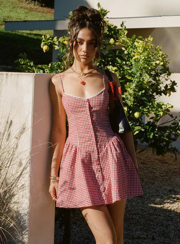 Toulouse Mini Dress Red Gingham | Princess Polly US
