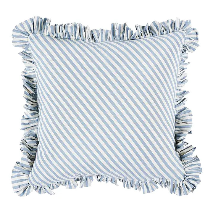 Schumacher Brigitte Stripe 14" Pillow in Sky | Chairish