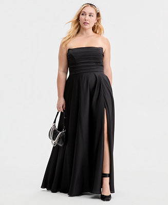 Trendy Plus Size Strapless Pleated Gown | Macy's