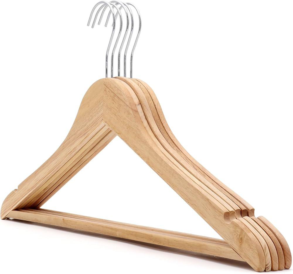 The Hanger Store 20 Slimline Wooden Suit Coat Hanger, Eco-Friendly FSC® Sustainable Rubber Wood | Amazon (UK)
