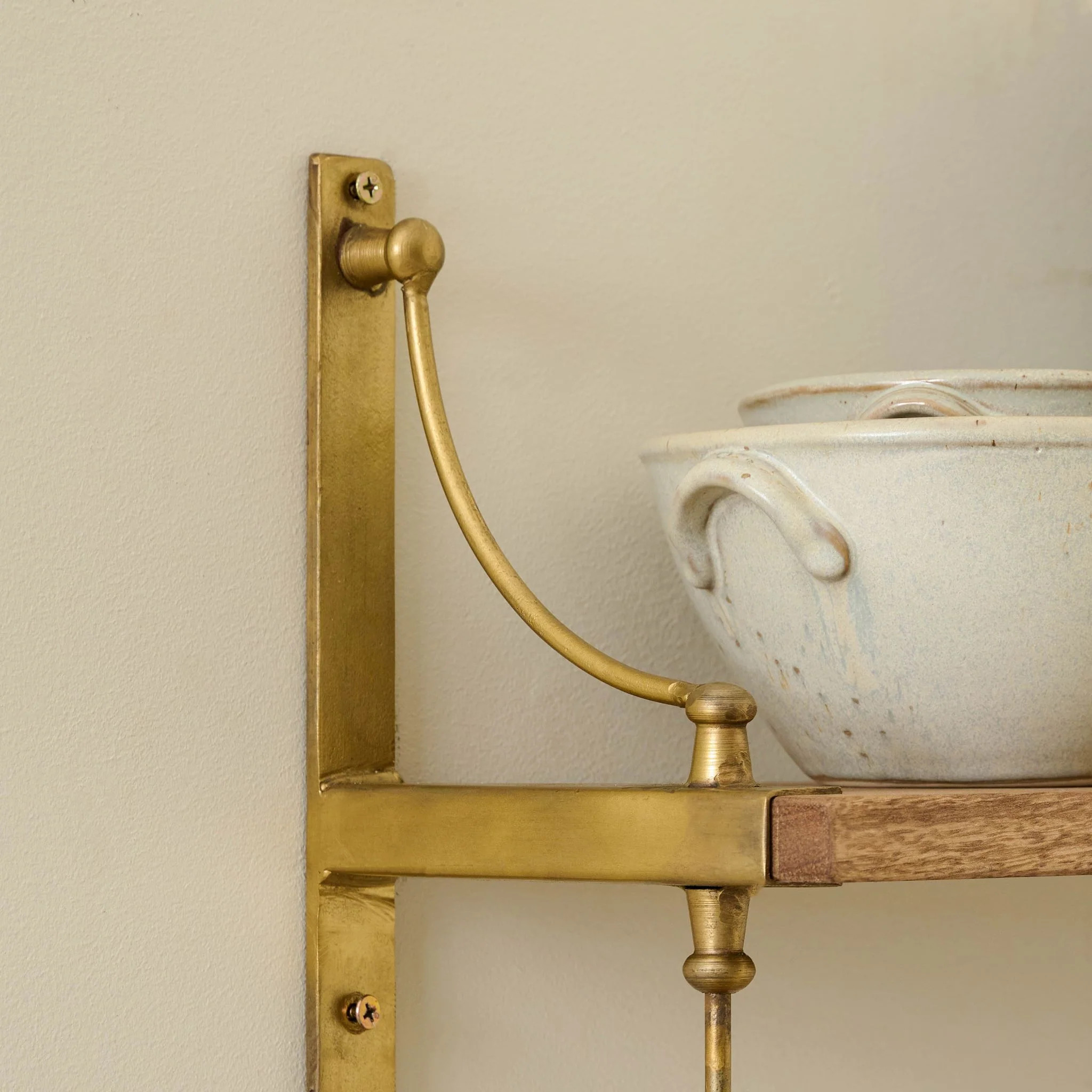 Double Parker Brass and Wood Shelf | Magnolia