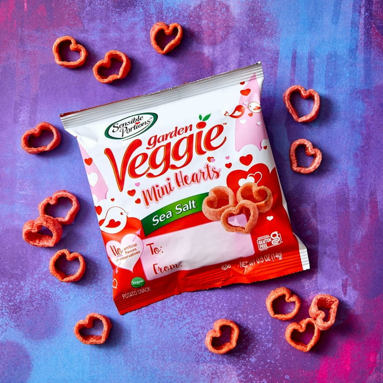 Sensible Portions Garden Veggie Valentines Mini Hearts Snack Chips, Sea Salt, 0.5 oz (12 Count) | Walmart (US)