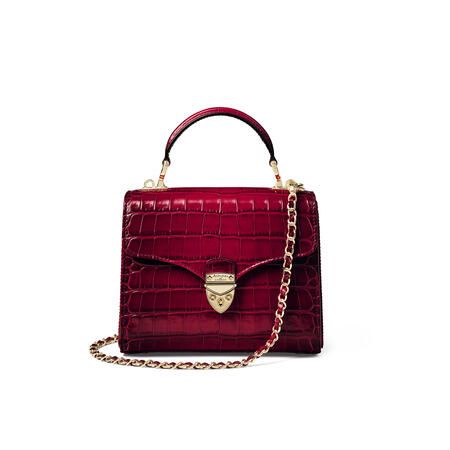 Midi Mayfair Bag in Deep Shine Cherry Ombre Small Croc | Aspinal of London