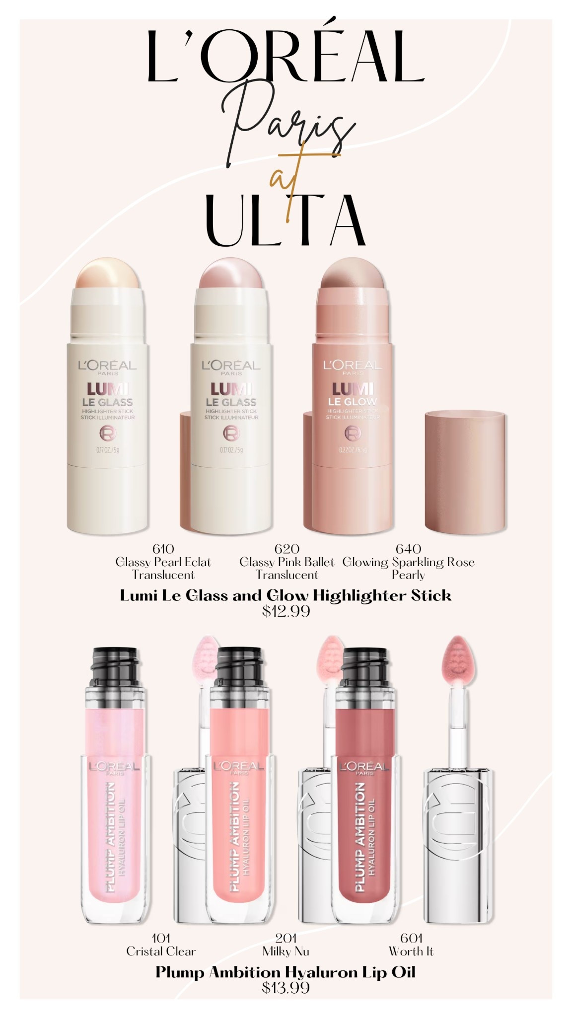 I tagged all my shades of the Lumi Le Glass/Le Glow Highlighter Sticks and the Plump Ambition Hyaluronic Lip Oil ✨

For anybody wondering (like I was!) Le Glass is translucent, and Le Glow is pearly 💕

#giftedbyloreal

#LTKFindsUnder50 #LTKBeauty