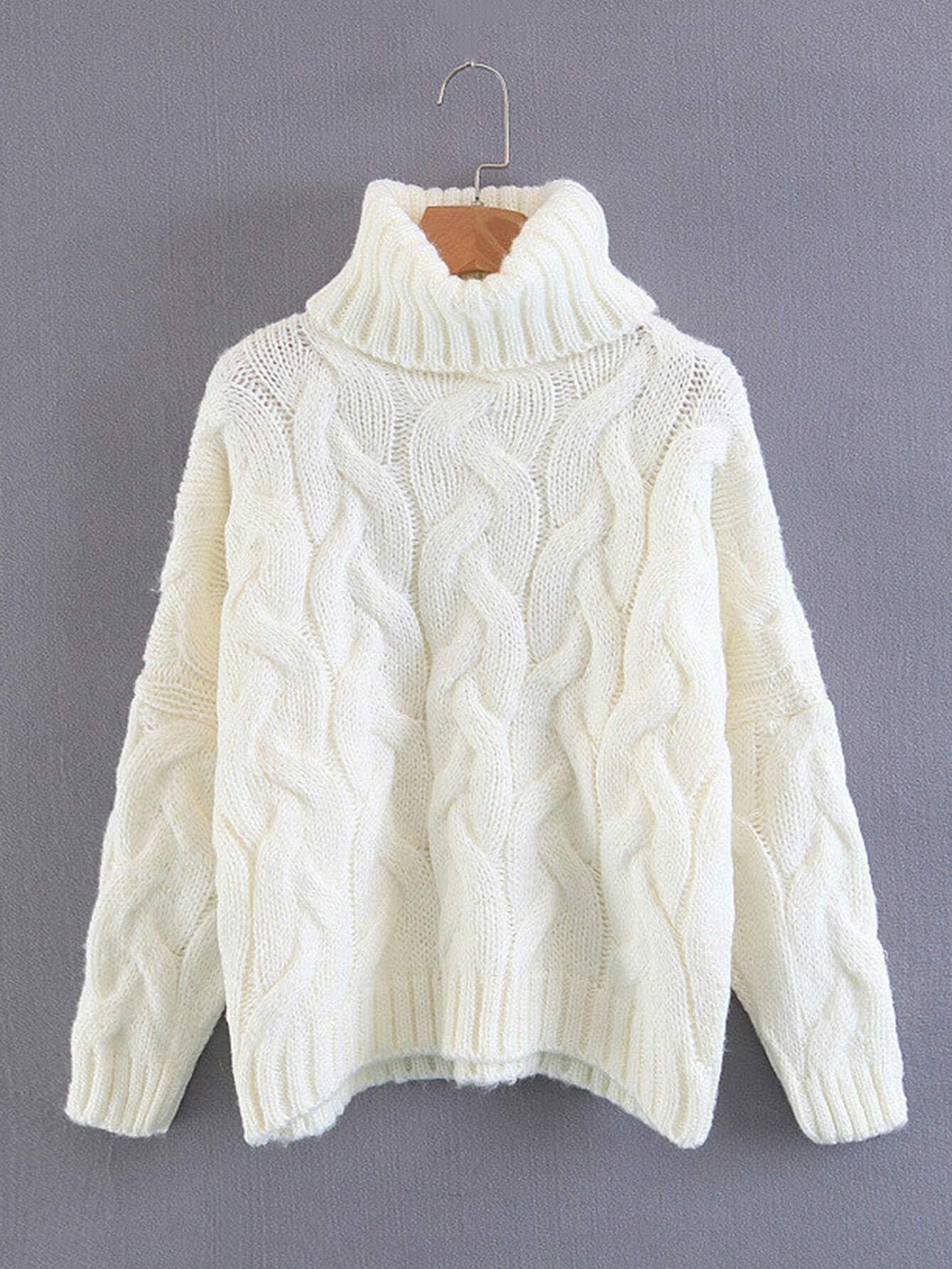 Pull col de tortue en tricot à câble | SHEIN