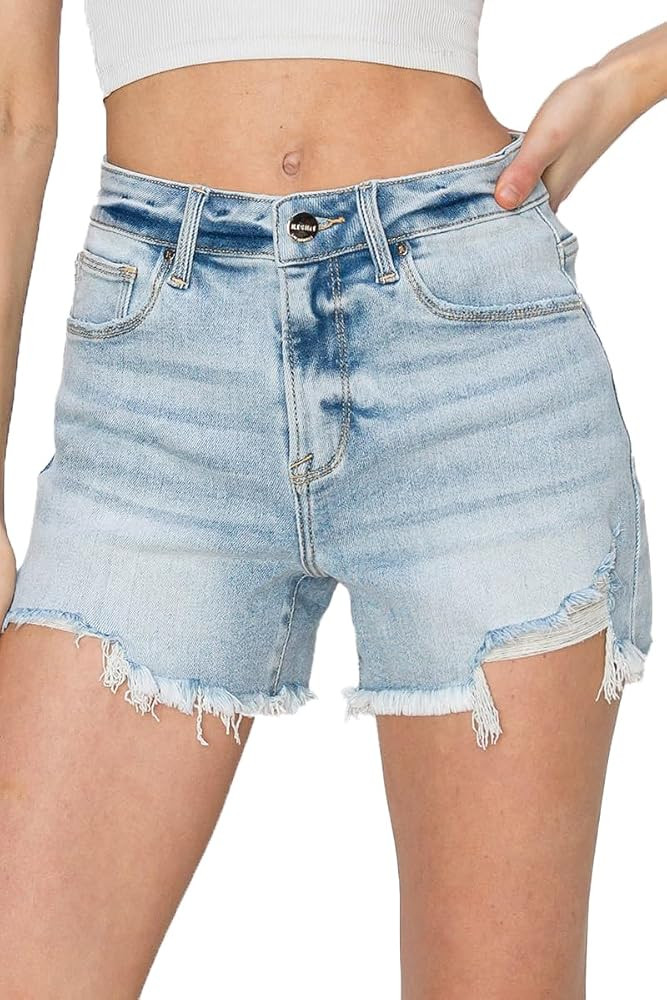 SALT TREE Risen Jeans - High Rise Distressed Shorts - RDS6071 | Amazon (US)