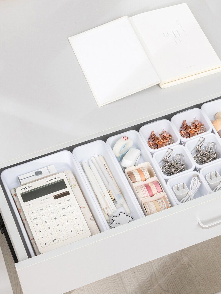 8pcs Solid Color Drawer Storage Box | SHEIN