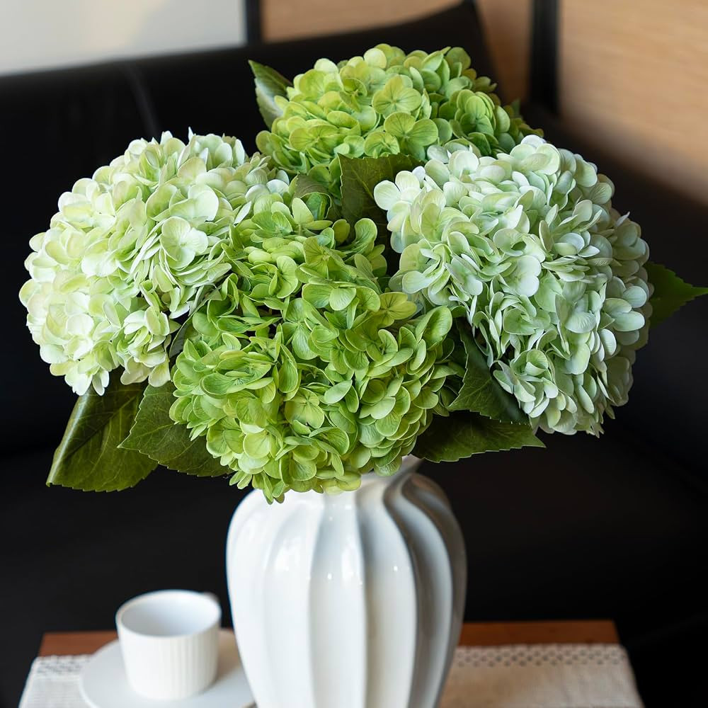 4PCS Artificial Flowers Large Hydrangeas Flowers Latex Bouquet for Wedding Bridal Office Home Par... | Amazon (US)