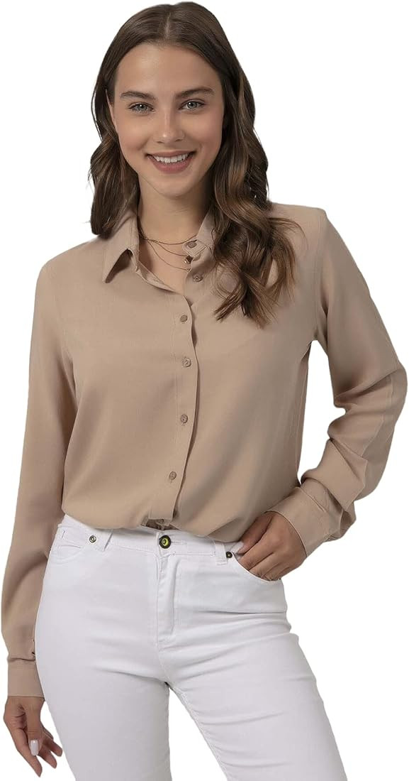 Blouses for Women Fashion, Casual Long Sleeve Button Down Shirts Tops, XS-3XL | Amazon (US)