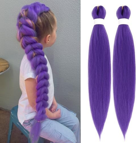 Long Purple Braiding Hair Pre Stretched Synthetic Braiding hair Extensions for Braids, Purple Hai... | Amazon (US)