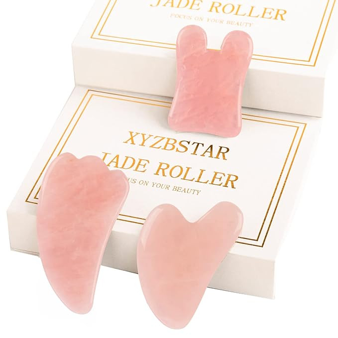 Gua Sha Facial Tools Set of 3 Guasha Massage Tool Rose Quartz Gua Sha Scraping Tool for Face,Neck... | Amazon (US)