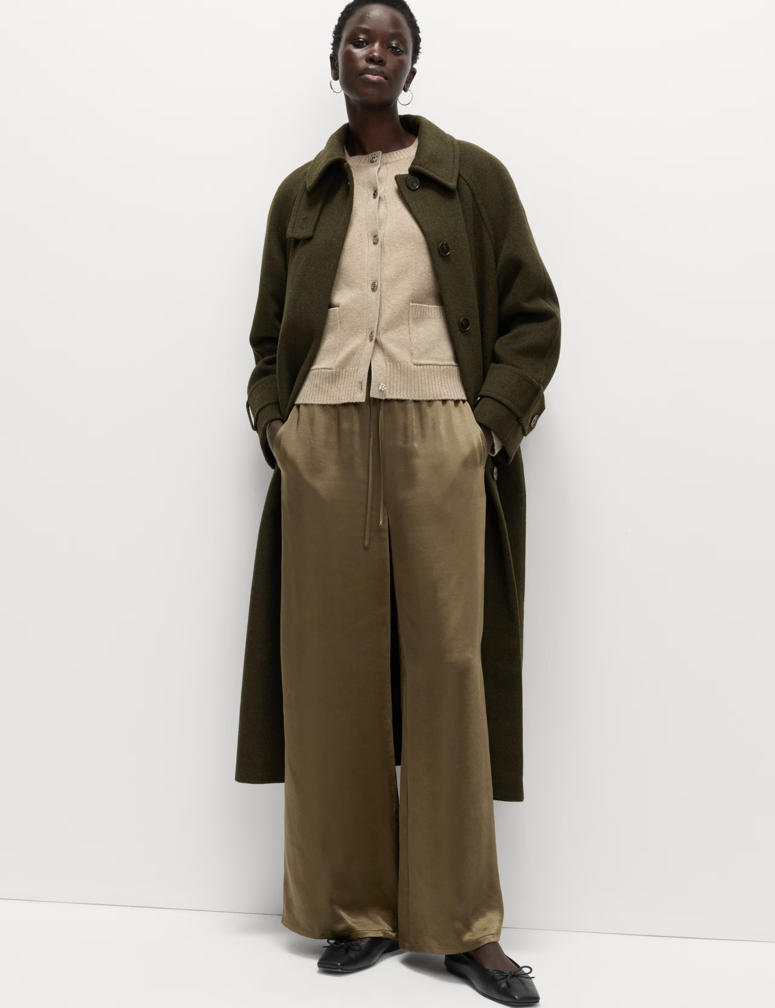 Satin Drawstring Wide Leg Trousers | Marks & Spencer (UK)