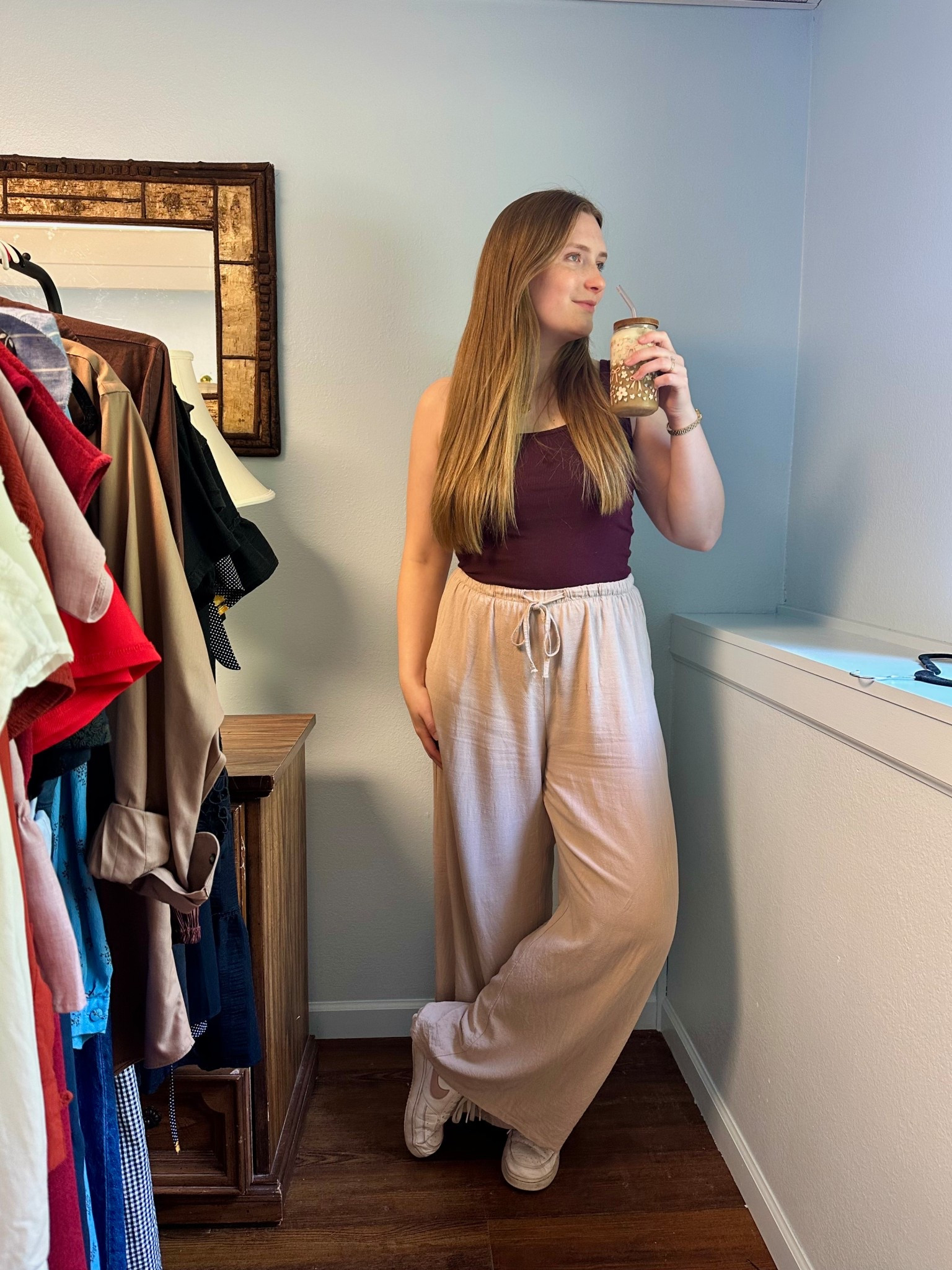 This tank top is on sale for $6 right now at Old Navy! 
These are also Cotton Linen pants and probably my favorite pants to wear. I am 5’8” wearing size Medium top and Large bottoms.

#LTKOldNavy #LTKModestSummer 

#LTKFindsUnder50 #LTKMidsize