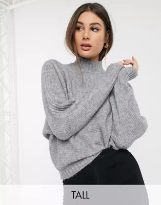 Vero Moda Tall sweater with batwing in gray | ASOS US