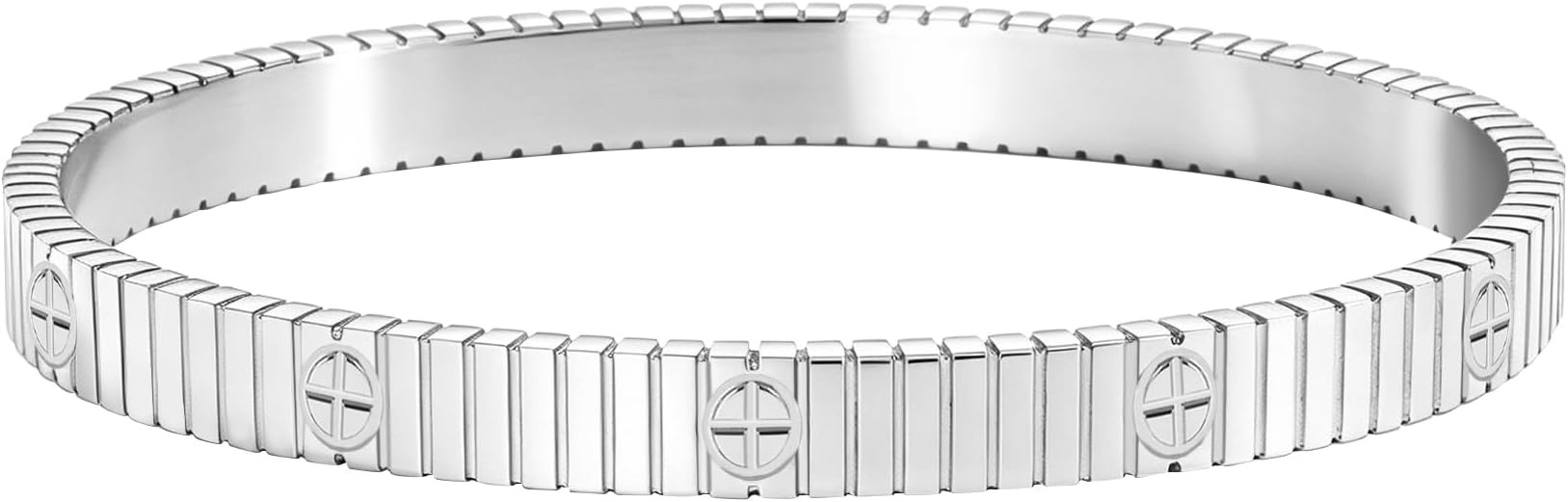 Women's Bracelet Stainless Steel Gold Plated Cuff Bangle Cube Zircon Hinge Jewelry oval Bangle Wi... | Amazon (US)