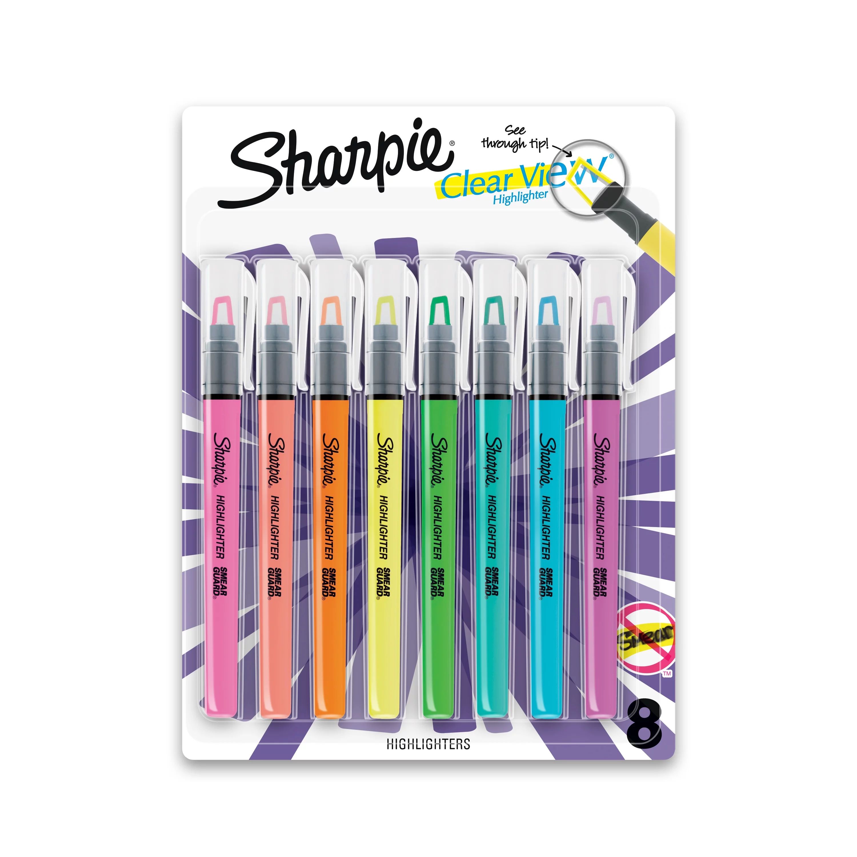 Sharpie Clear View Highlighter, Pocket Highlighter, Assorted, 8 Count | Walmart (US)