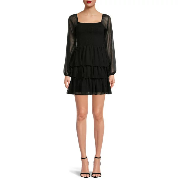 Madden NYC Women's and Juniors' Triple Ruffle Smocked Peasant Dress - Walmart.com | Walmart (US)