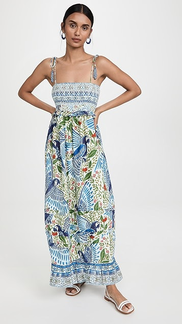 Off White Macaw Flight Smocked Maxi Dress | Shopbop