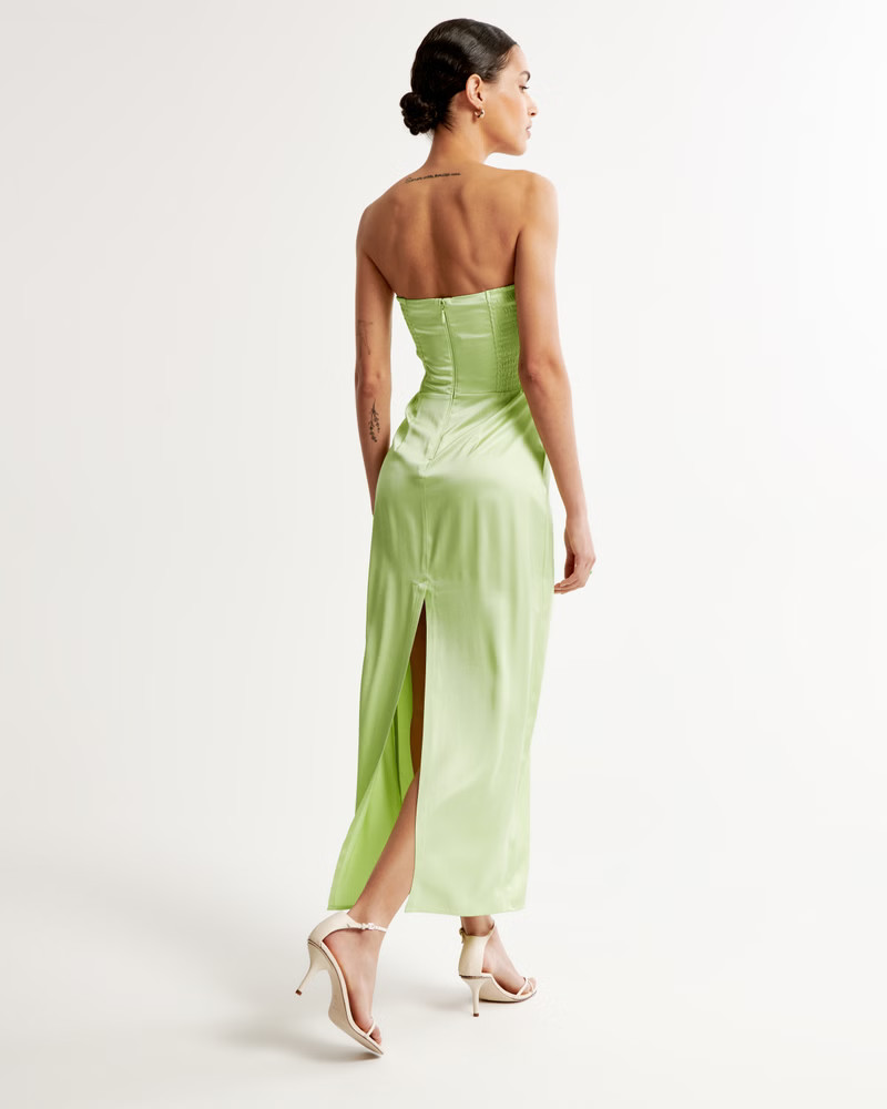 Strapless Satin Maxi Dress | Abercrombie & Fitch (US)