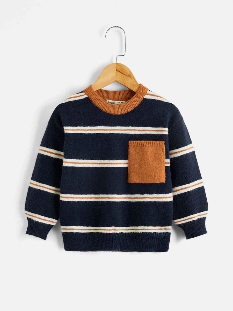 Toddler Boys Striped Pattern Pocket Patched Sweater
   
      SKU: sk2206151411112848
          (... | SHEIN