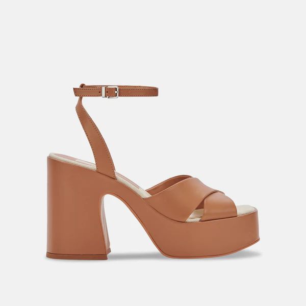 WESSI HEELS IN CARAMEL LEATHER | DolceVita.com