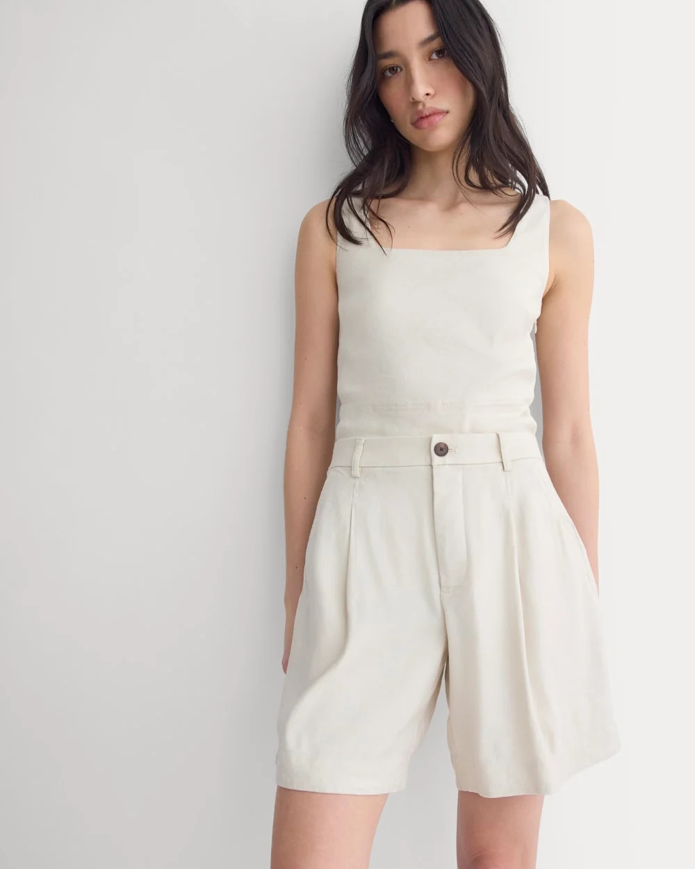 Everlane Tailored A-Line Short In Birch, Size 4, Linen | Everlane