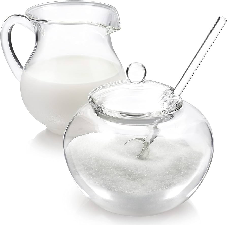 Teabloom Stain-free & Odor-free Borosilicate Glass Sugar and Creamer Set - Tea or Coffee Serving ... | Amazon (US)