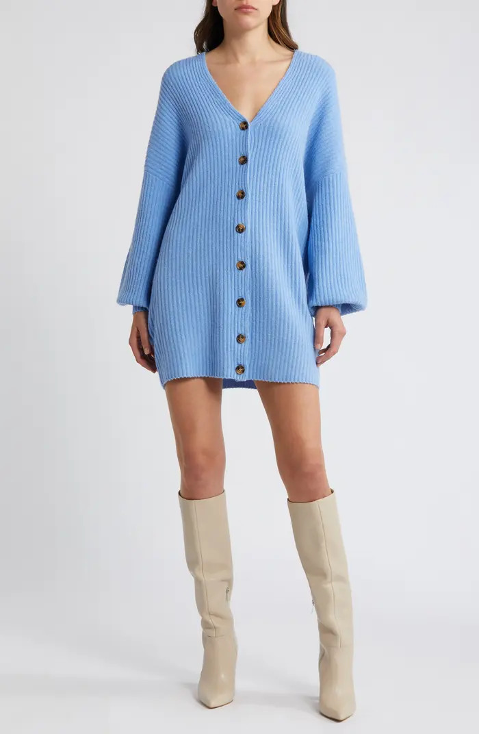 Babysoft Rib Button Front Long Sleeve Sweater Dress | Nordstrom