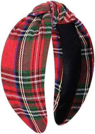 Christmas Headbands for Women Red Plaid Knotted Headband Wide Hairband Christmas Holiday Party He... | Amazon (US)