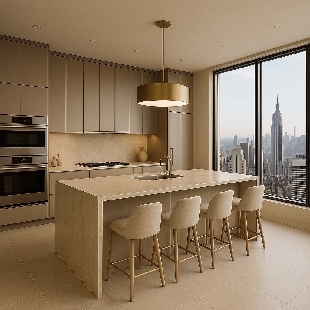 A stunning luxury kitchen featuring a soft-beige palette, a full waterfall marble island, sleek neutral bar stools, minimalist lighting, and floor-to-ceiling windows overlooking the city skyline.
This ultra-modern, high-end design is perfect for clean-girl, neutral home lovers.
Shop the exact style — chic bar stools, luxe lighting, and modern kitchen pieces linked below.

#LTKHome #ModernKitchen #LuxuryKitchen #KitchenInspo #NeutralHome #WaterfallIsland #ContemporaryDesign #InteriorGoals #MinimalistHome #HomeDecorInspo