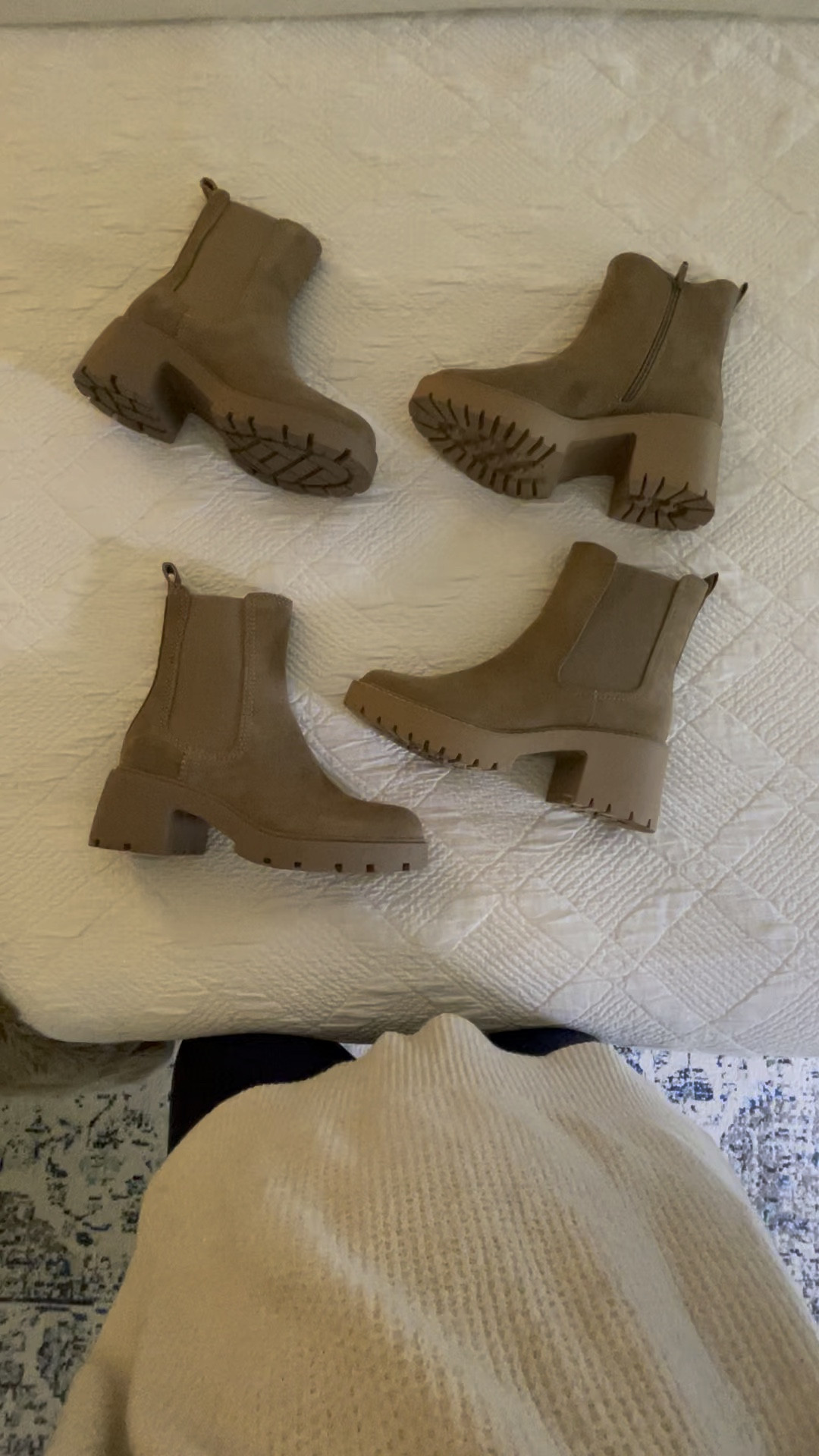 Comparing Steve Madden boots with Target version- such a great look a like option. 20% off thru tonight!

Got my normal boot size in both and they fit with thick socks

#LTKstyletip #LTKshoecrush #LTKSeasonal