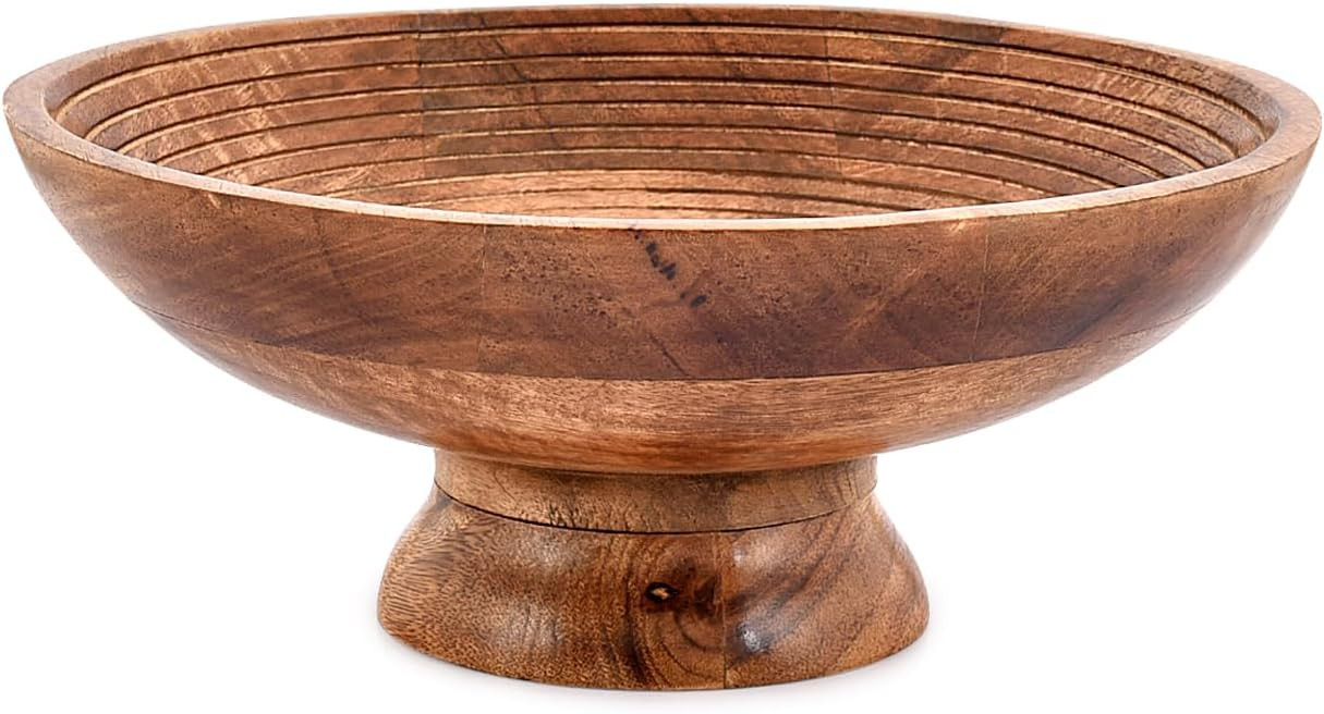 NIRMAN FRUIT BOWL Mango Wood Round Shaped Serving Bowl For Fruit,Dessert Platter Tray Dish Kitchen Dining Fruit,Dessert,Snack (12" x 12" x 5") | Amazon (US)
