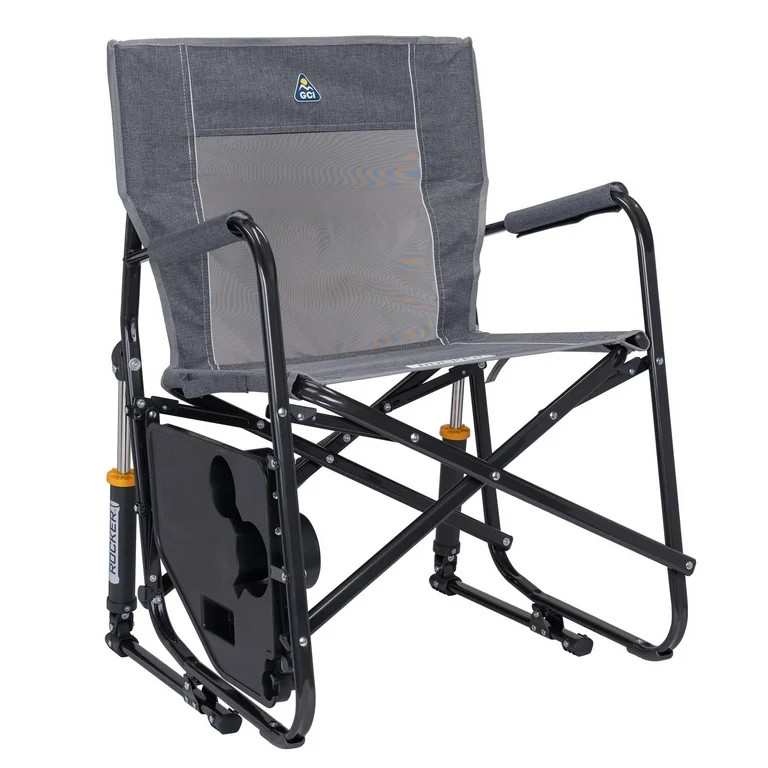 GCI Outdoor Freestyle Rocker with Side Table Foldable Rocking Camp Chair, Heathered Pewter | Walmart (US)