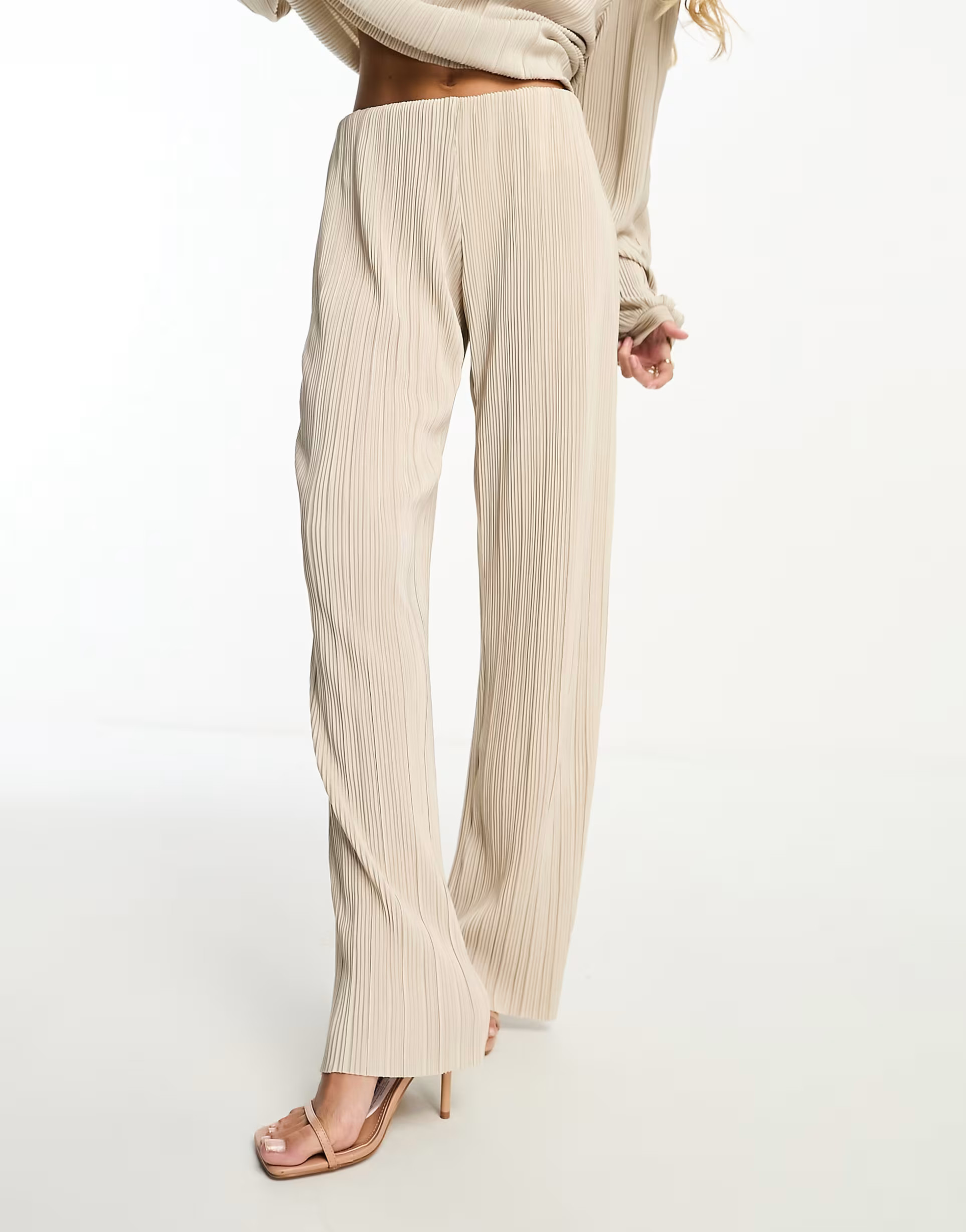 Vero Moda plisse wide leg trouser co-ord in cream | ASOS (Global)