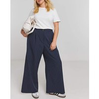 Blue Pinstripe Tailored Trouser | Simply Be (UK)