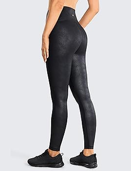 CRZ YOGA Matte Faux Leather Leggings for Women 25''/28'' - High Waisted Stretch Leather Pants Tum... | Amazon (US)