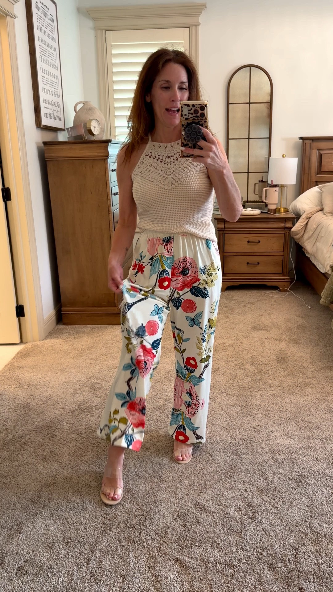Comfort and style? Yes, please. 🌸🤍

This is the kind of outfit I reach for when I want to look put together without sacrificing comfort. The floral wide-leg pants make such a statement, while the crochet sweater tank keeps the look classic and easy to wear.

Perfect for vacation, brunch with friends, shopping, or a casual date night. Just add your favorite sandals, and you’re ready to go!

I’ve linked everything in my LTK if you’d like to shop the look. 🤍

Now tell me…
Where would you wear this first?
🌸 Sunday brunch
🛍️ Shopping day
✈️ Vacation
💕 Casual date night

Drop your pick below! 👇

#LTKStyle #LTKFinds #SummerStyle #WideLegPants #PetiteFashion #CasualChic #VacationOutfit #BrunchStyle #EverydayFashion #OOTD

#LTKootd #LTKOver40 #LTKPetite
