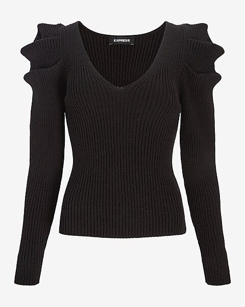 V-Neck Puff Sleeve Sweater | Express