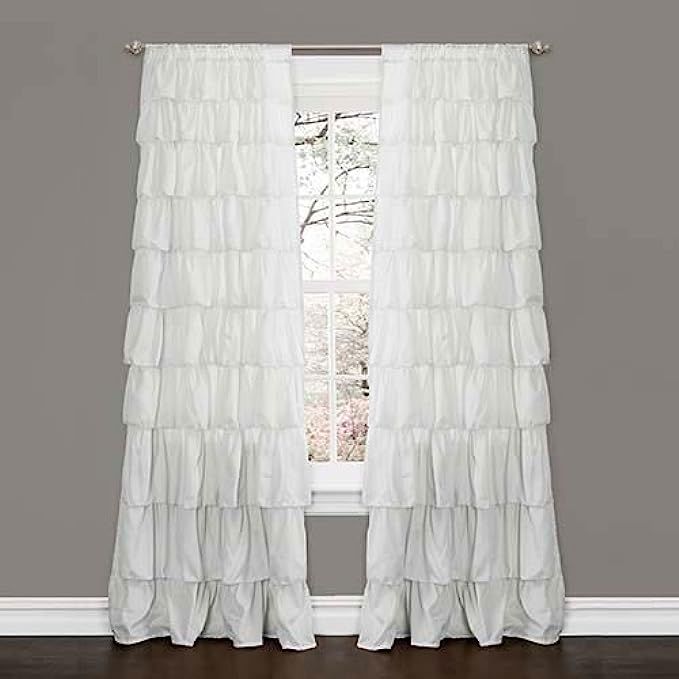 Lush Decor Ruffle Window Curtain Panel, 84 by 50-Inch, White | Amazon (US)