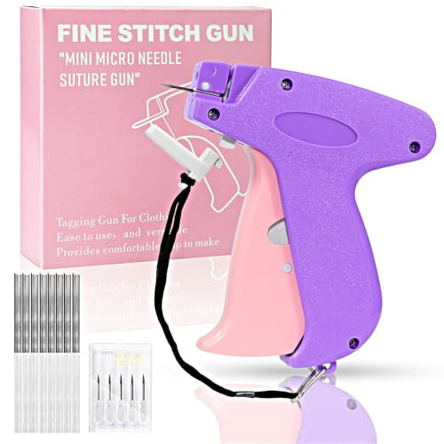Stitch Gun for Clothes， Handheld Stitch Gun Quick Clothing Fixer，Sewing Kit Includes 1,000 Black Fasteners & 1,000 White Fasteners & 6 Needles (Purple-pink) | Amazon (US)