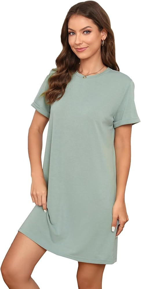 Milumia Women's Casual Short T Shirt Dress Short Sleeve Straight Mini Tee Shirt Dress | Amazon (US)