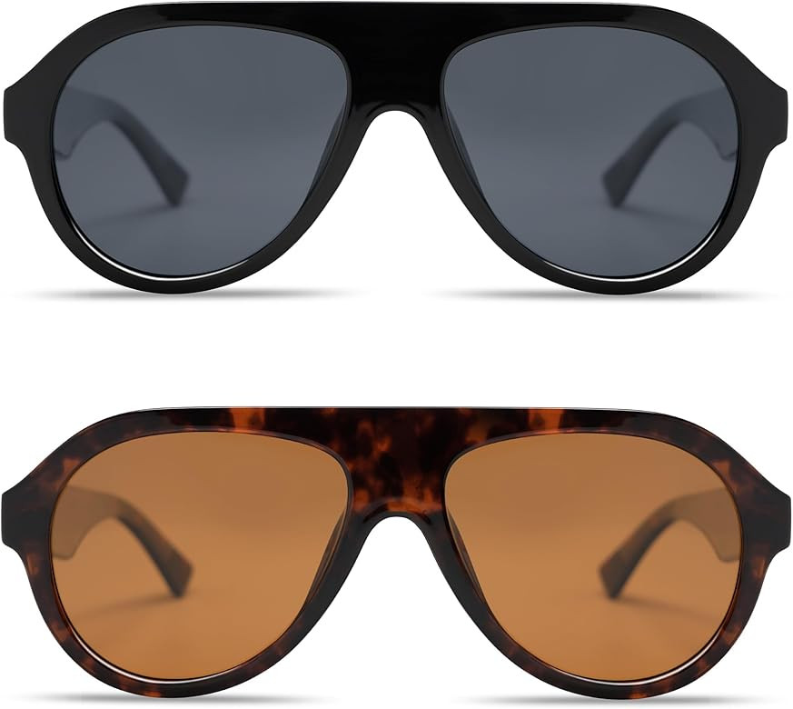 VANLINKER Retro Aviator Polarized Sunglasses for Men Women Trendy 70s Vintage Plastic Frame Sun G... | Amazon (US)