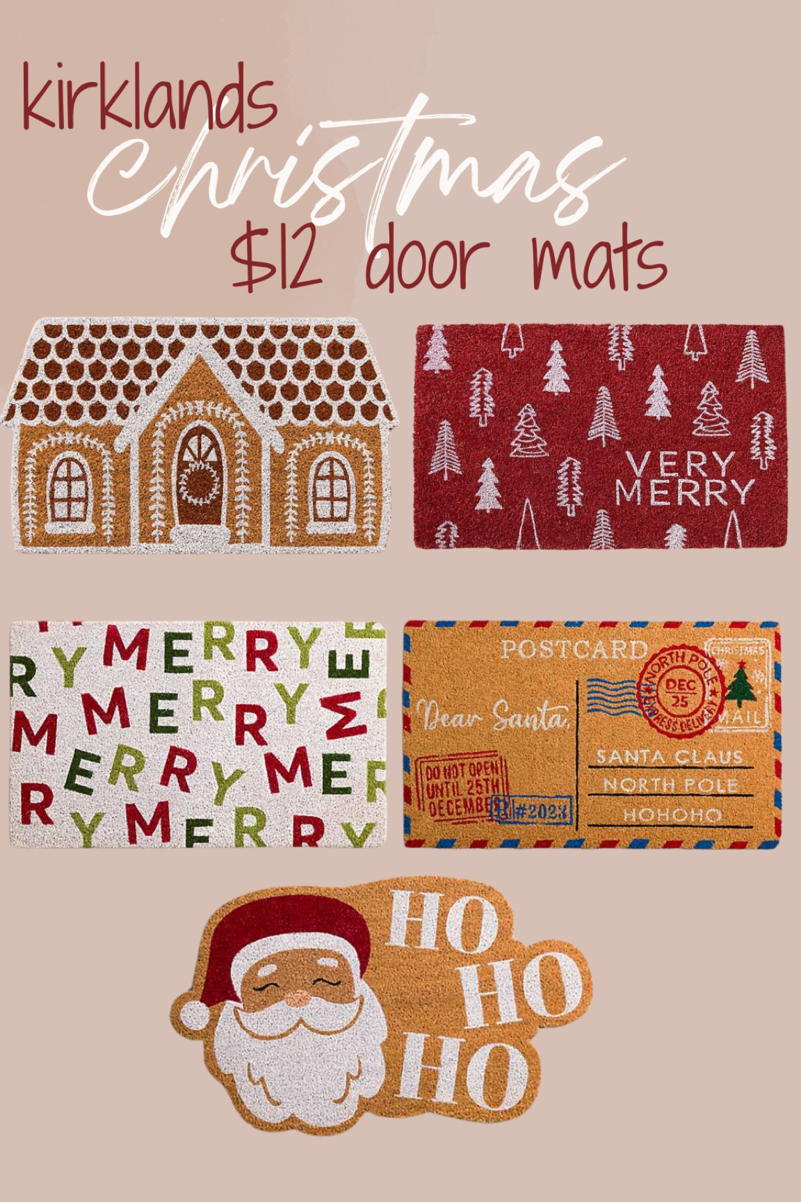 25 % off Christmas doormats at Kirklands - these doormats are on sale for $12.75 🤩🥳 $12 Christmas door mats - Christmas home - Christmas front porch - Christmas decor - Christmas door mat 

#LTKHolidaySale #LTKHoliday #LTKhome