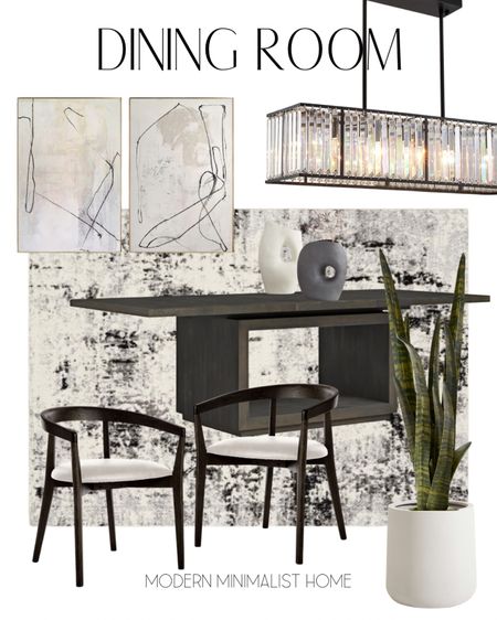 Obsessed with this modern dining room mood board! This dark brown dining table and modern dining chairs. Neutral rug, black and white rug, modern crystal light fixture, modern and neutral art.

Dining, dining chairs, dining table, dining room, dining room rug, dining room chairs, dining room table, dining table decor, dining room decor, dining room lighting, modern rug, modern dining chairs, affordable rugs, decorative bowl, dining table round, round dining table, Rugs, rugs dining room, affordable rugs, layered rugs, Home, home decor, home decor on a budget, home decor living room, modern home, modern home decor, modern organic, Amazon, wayfair, wayfair sale, target, target home, target finds, affordable home decor, cheap home decor, sales

#LTKFind #LTKhome #LTKstyletip