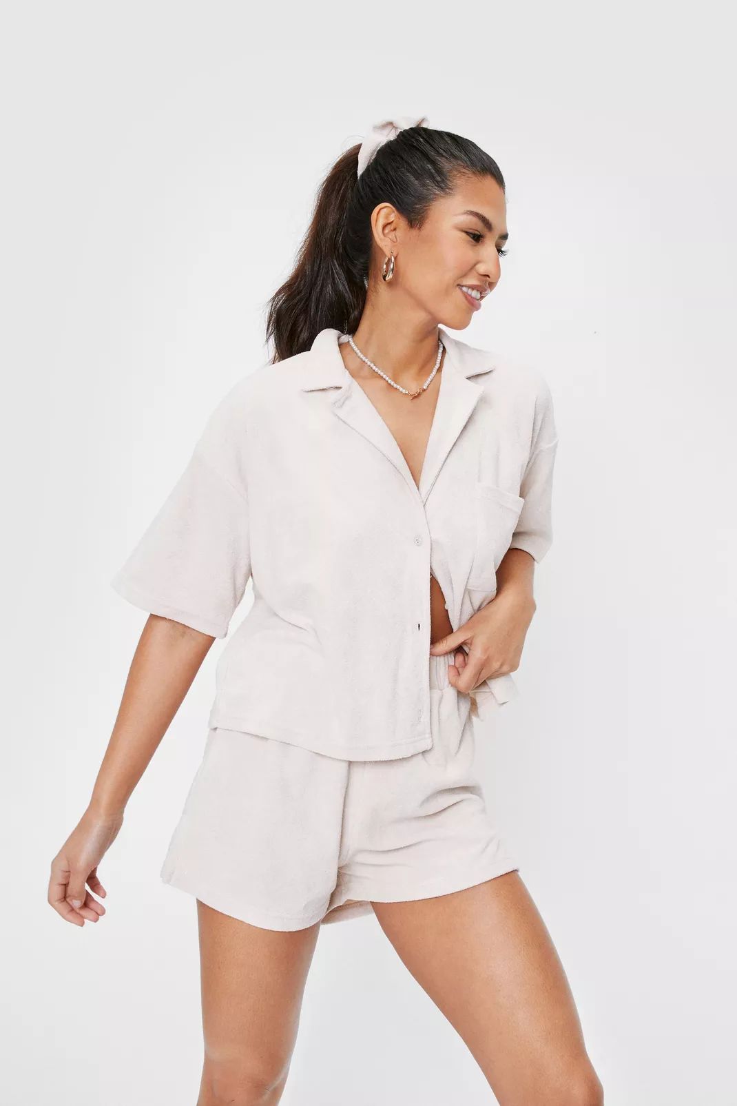 Towelling 3 Pc Shorts Scrunchie Cover Up Set | NastyGal (UK, IE)