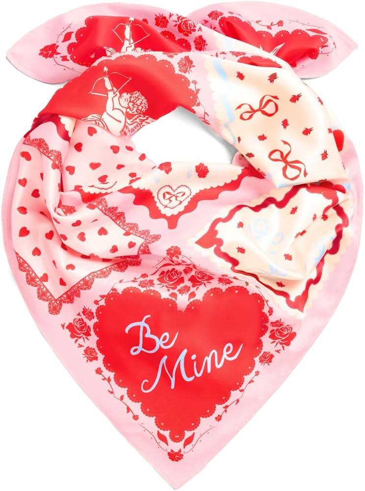 xo, Fetti Valentine Satin Headscarf Bandana | Pink + Red, Hearts, Hair Scarf, Neck Scarf, Purse A... | Amazon (US)
