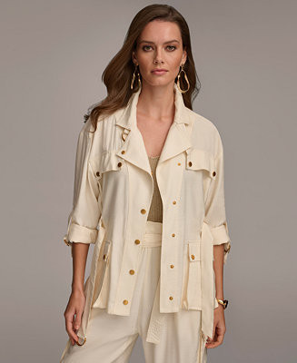 Donna Karan New York Women's Belted Utility Jacket - Macy's | Macy's