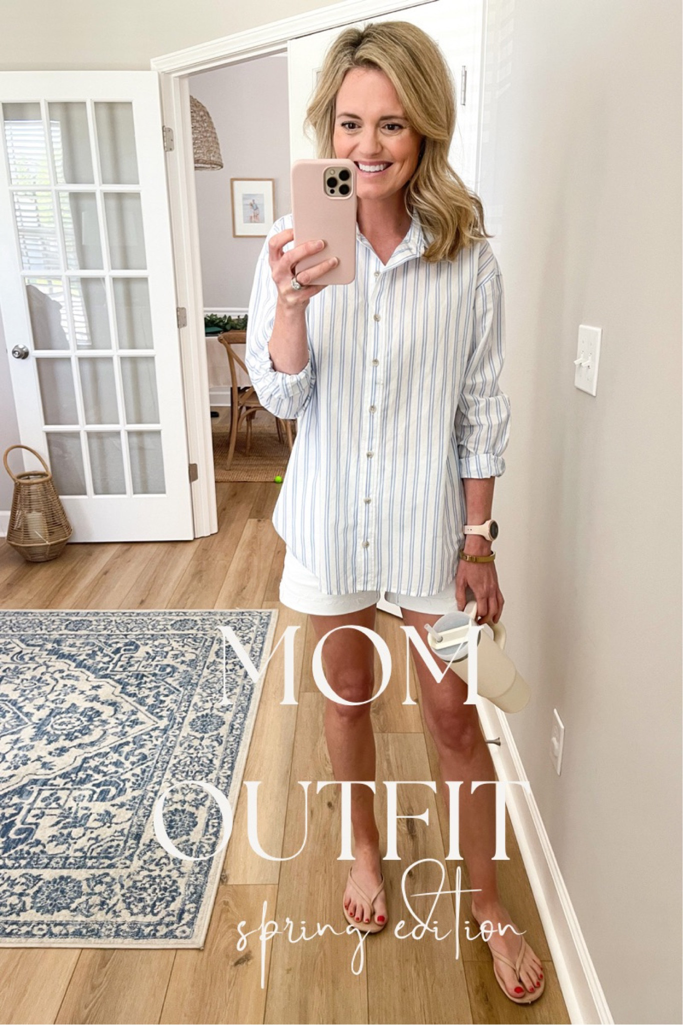 What I wore yesterday while doing all the mom things! Love this blue and white striped button down and these new white denim shorts are super comfy! They are very stretchy but don’t stretch out and under $15! It’s in the newest reel on ig! 

#LTKunder50 #LTKFind #LTKstyletip